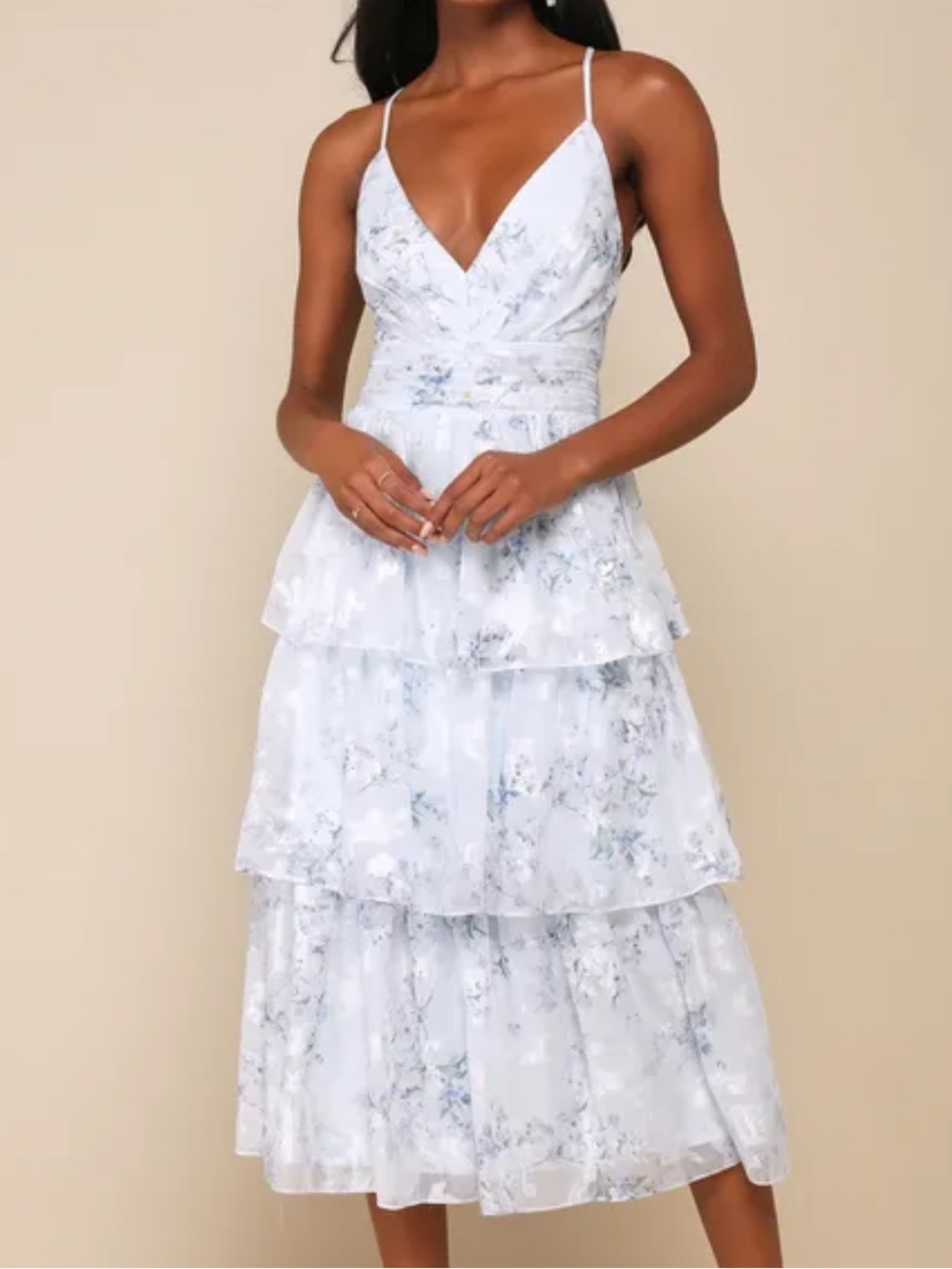 Lulu's Light Blue Floral Tiered Dress - Picture 10 of 16